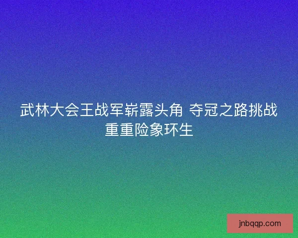 武林大会王战军崭露头角 夺冠之路挑战重重险象环生